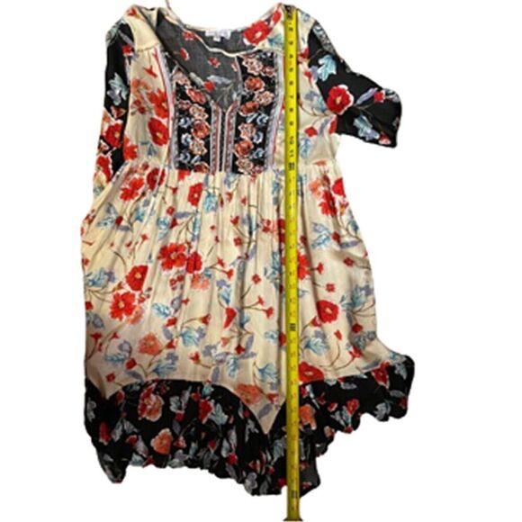 Patrons Of Peace Boho Blue Cream Floral Dress Size S - Picture 9 of 10